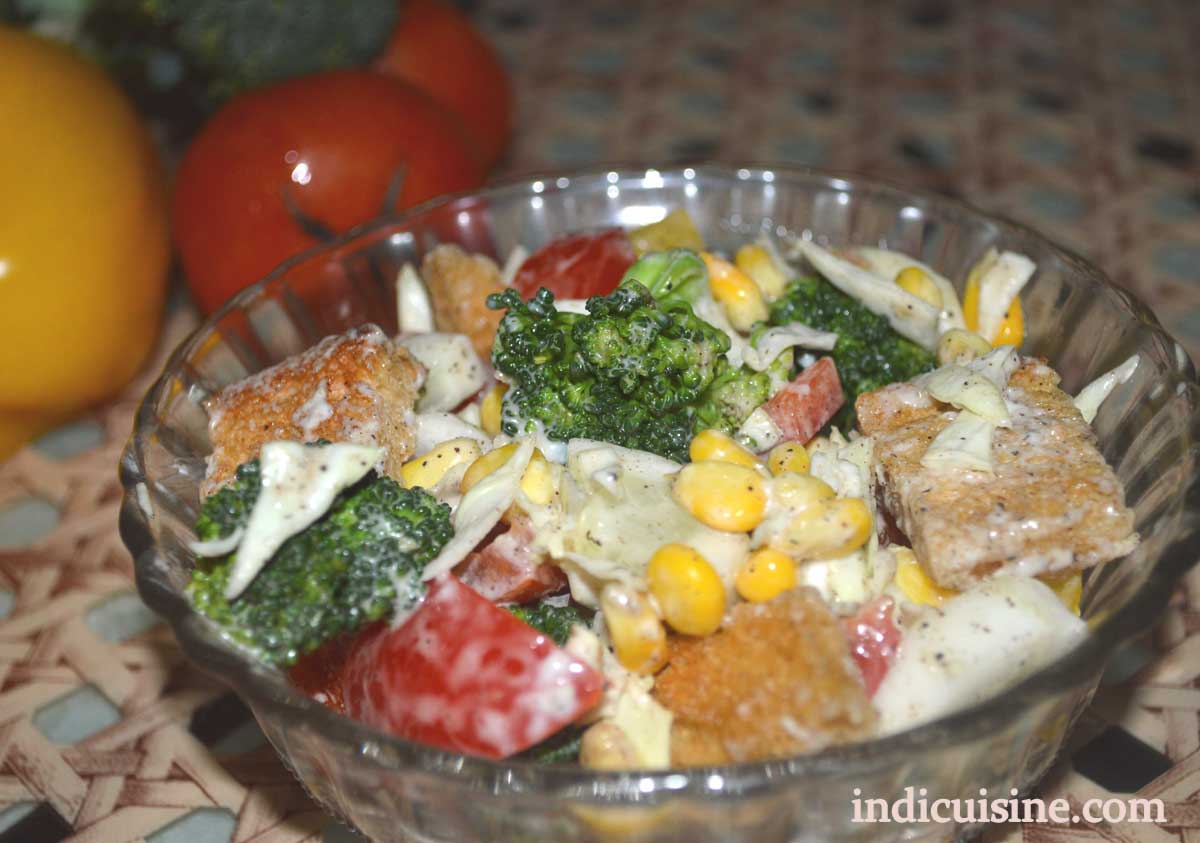 veg green salad, vegetable creany salad